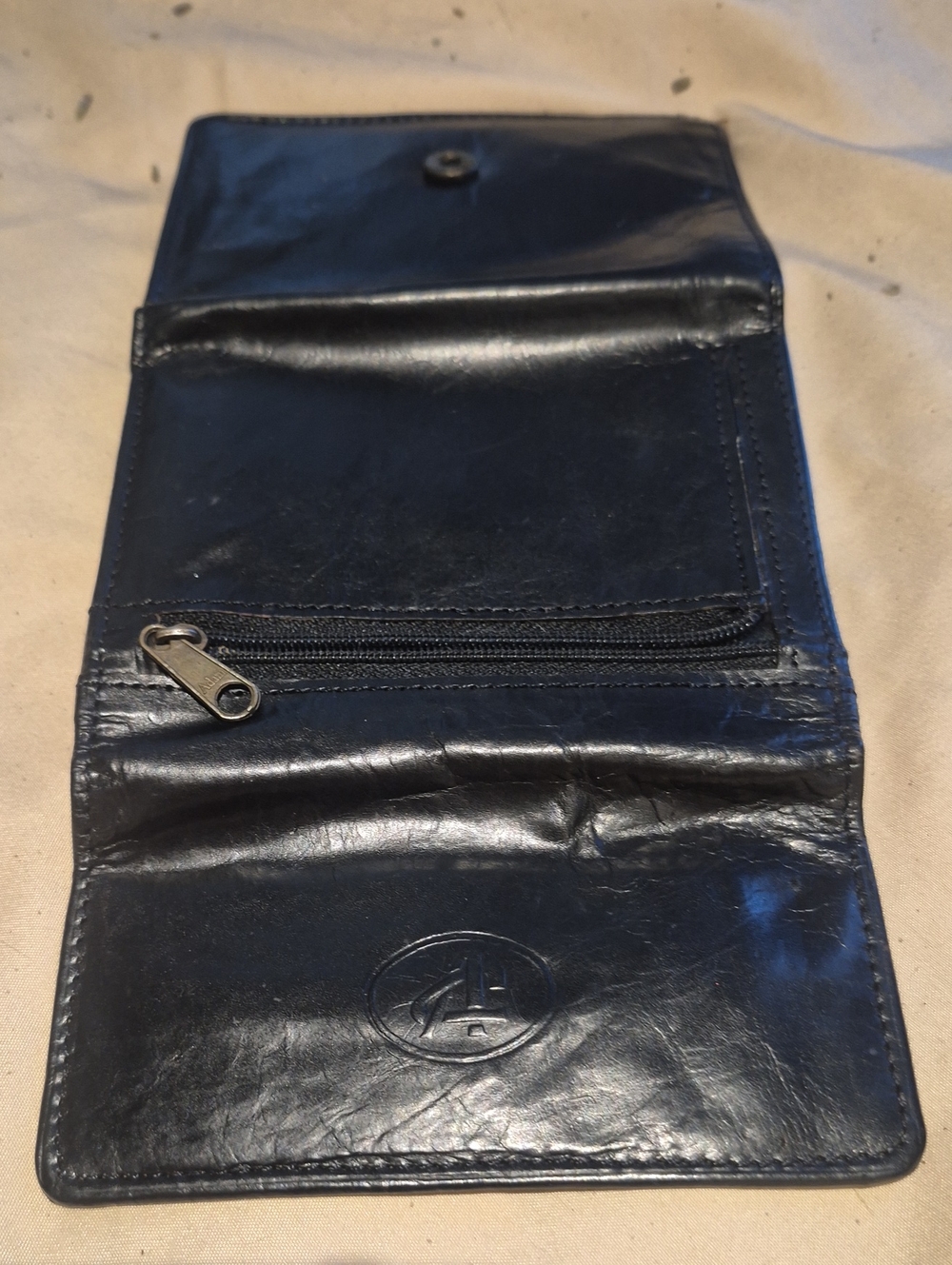 Leather Trifold Wallet - Black